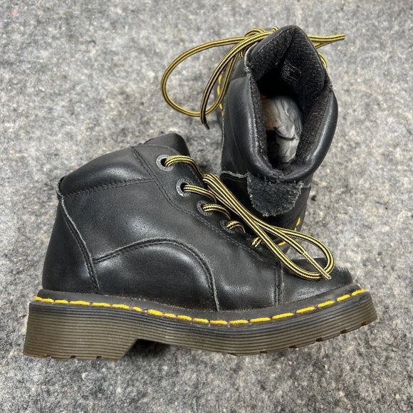 Dr. Marten Black Leather High-top Boots, Kids Size 12 - Picture 5 of 9